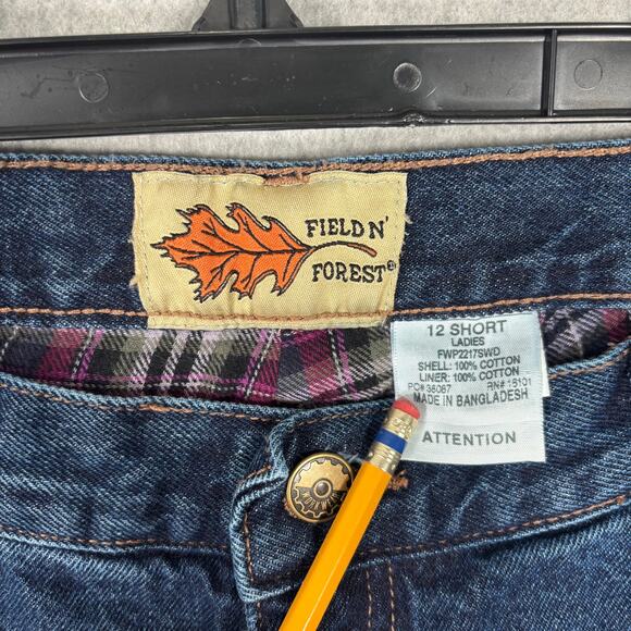 Flannel Lined Jean Women 12 Short Insulated Warm Thermal Soft Pink Plaid Outdoor - Picture 5 of 11